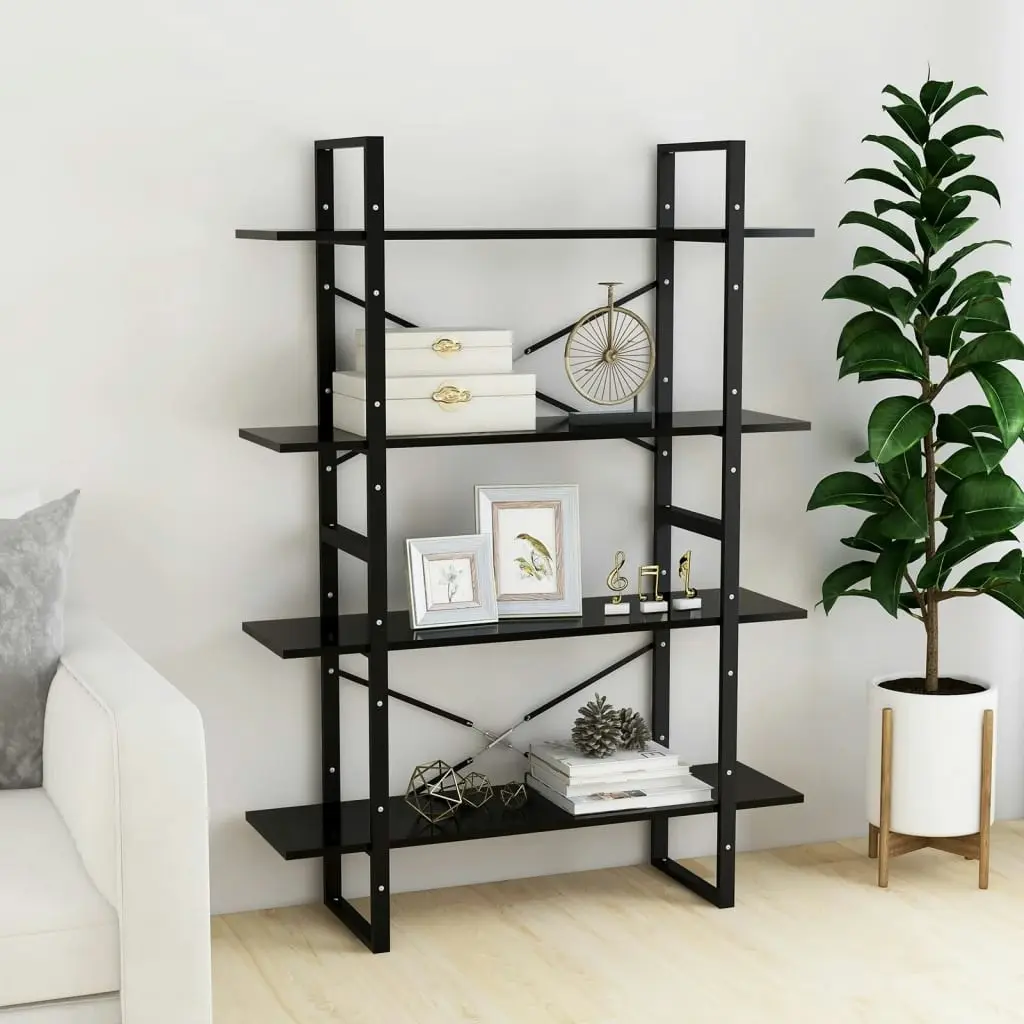 4-Tier Book Cabinet Black 100x30x140 cm Engineered Wood 806478