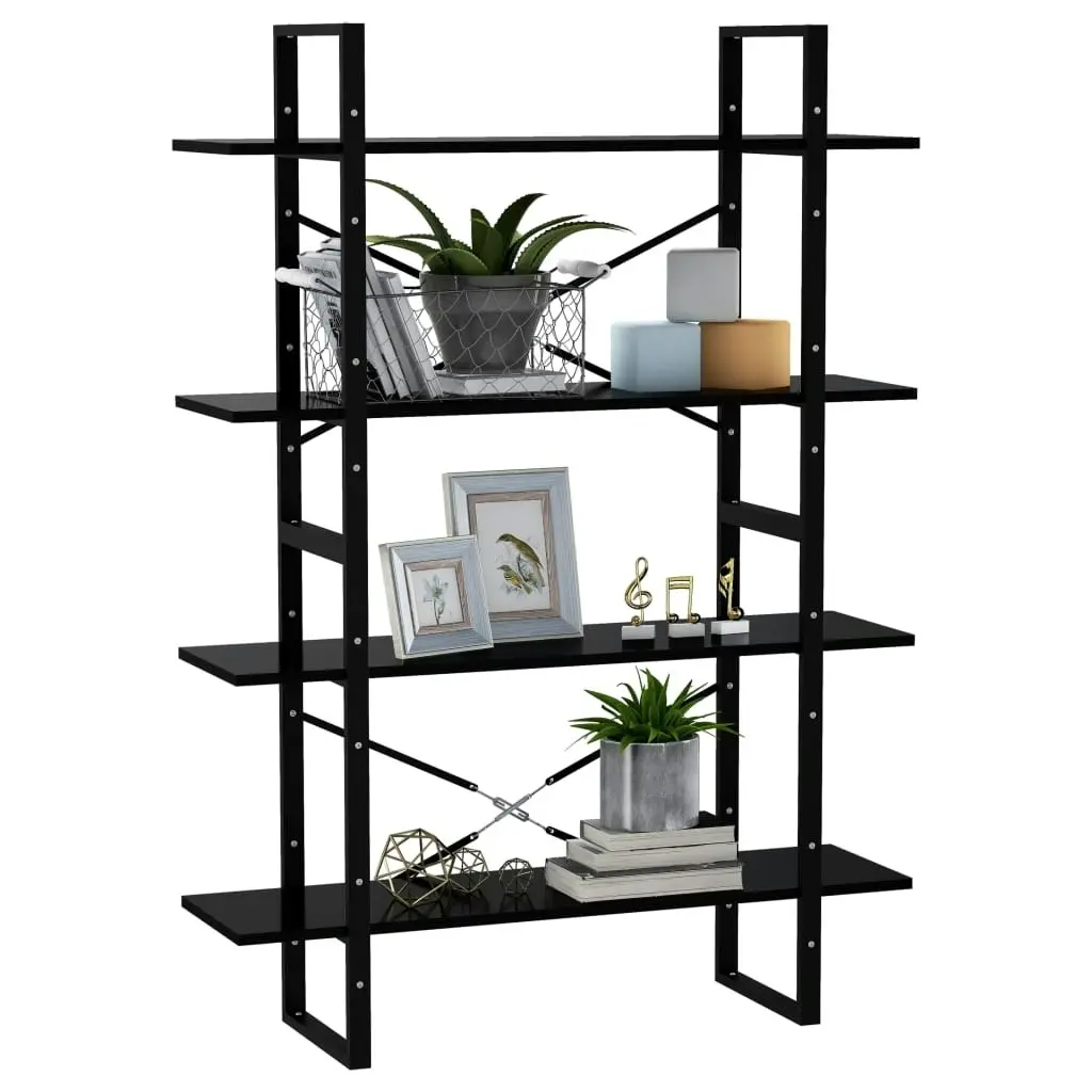 4-Tier Book Cabinet Black 100x30x140 cm Engineered Wood 806478