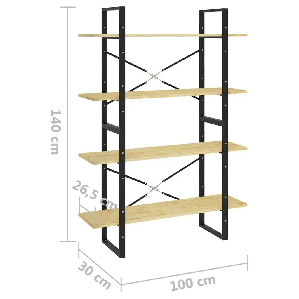 4-Tier Book Cabinet 100x30x140 cm Solid Pine Wood 806482