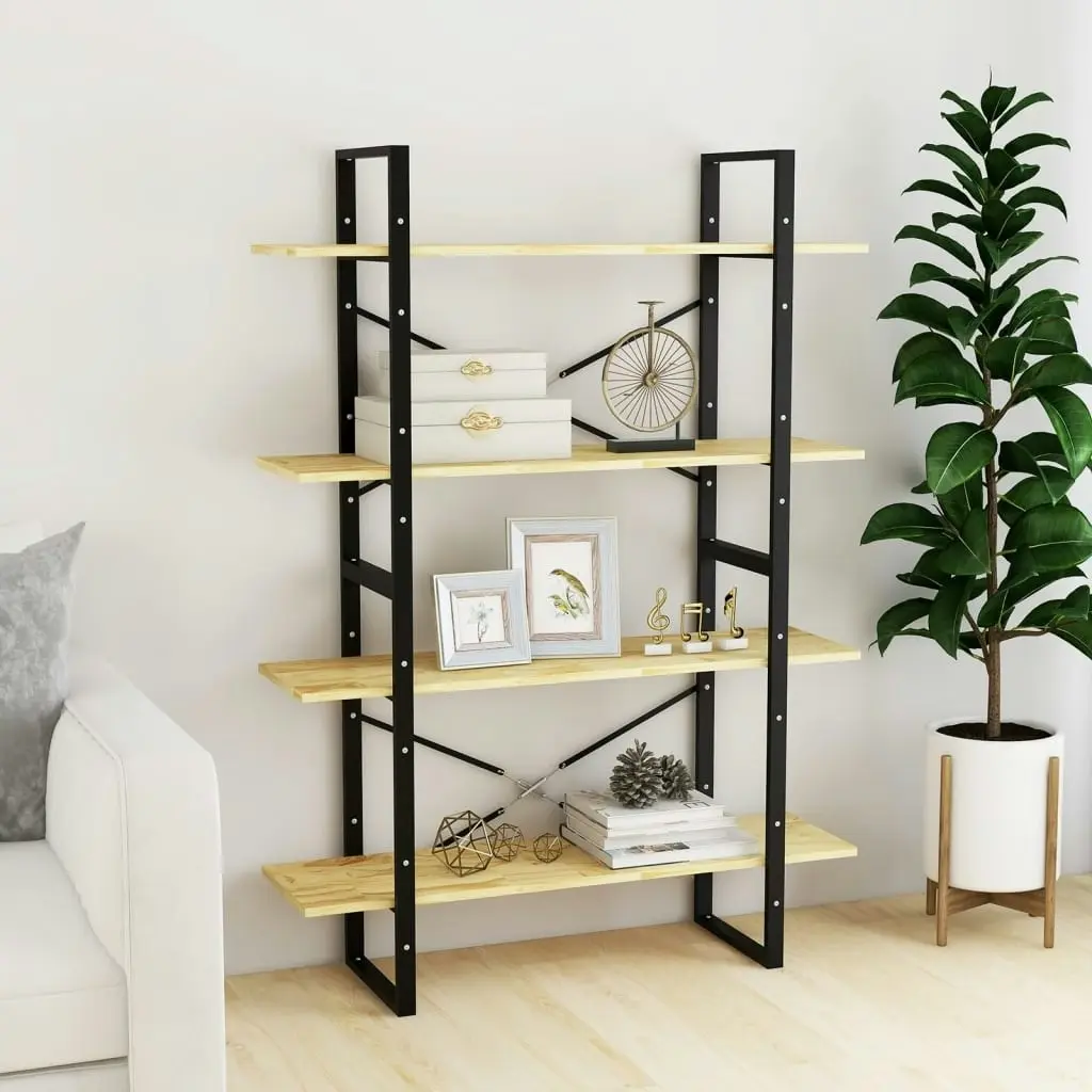 4-Tier Book Cabinet 100x30x140 cm Solid Pine Wood 806482