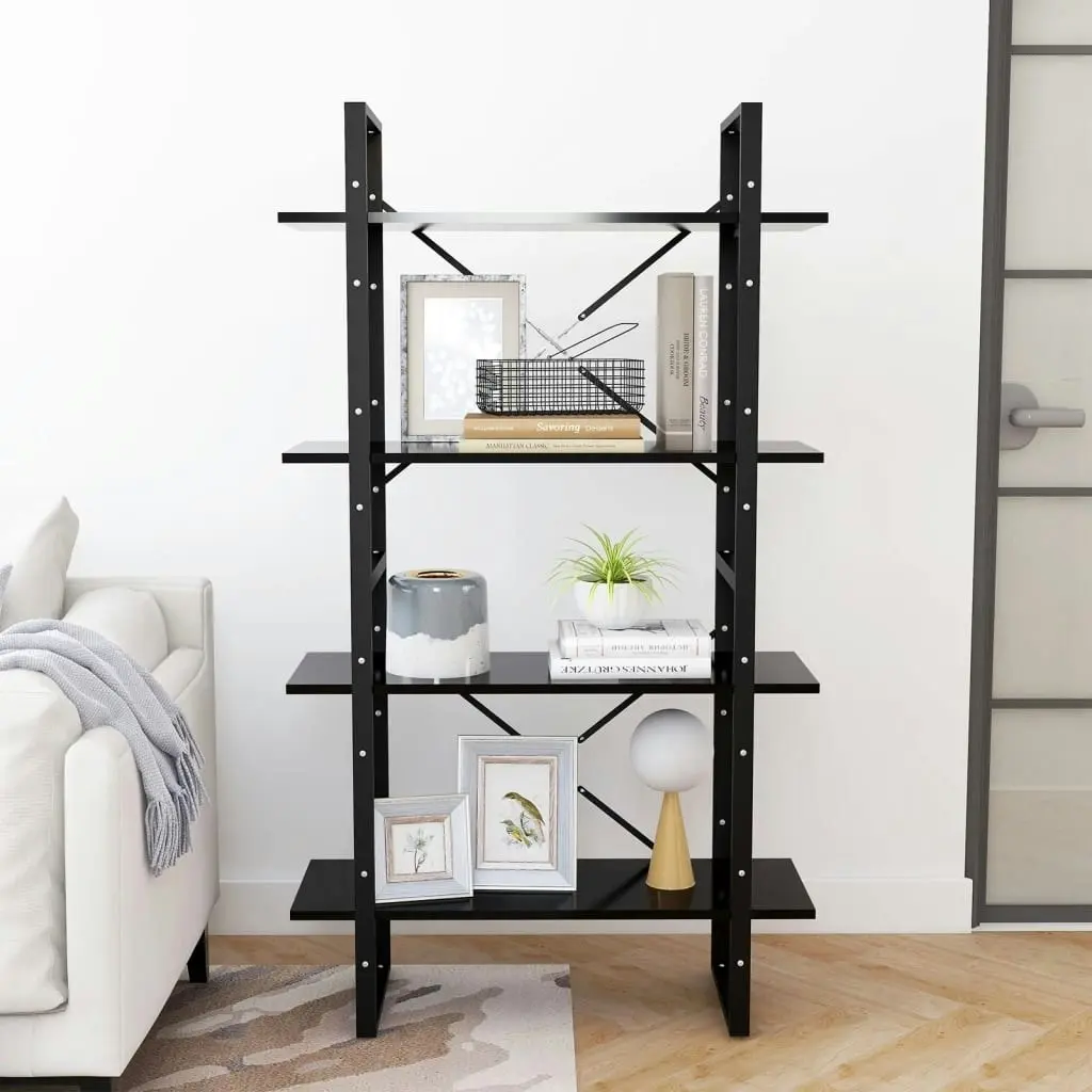 4-Tier Book Cabinet Black 80x30x140 cm Engineered Wood 806458