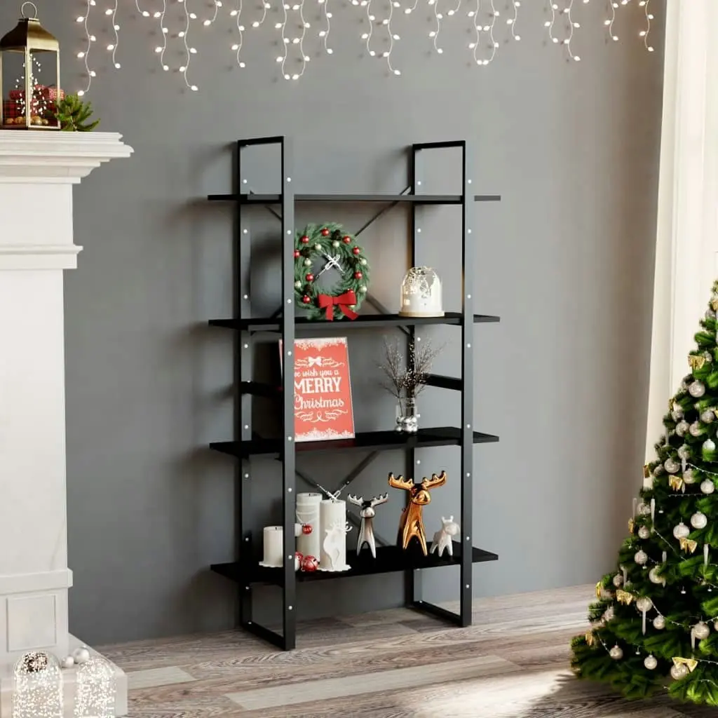 4-Tier Book Cabinet Black 80x30x140 cm Engineered Wood 806458