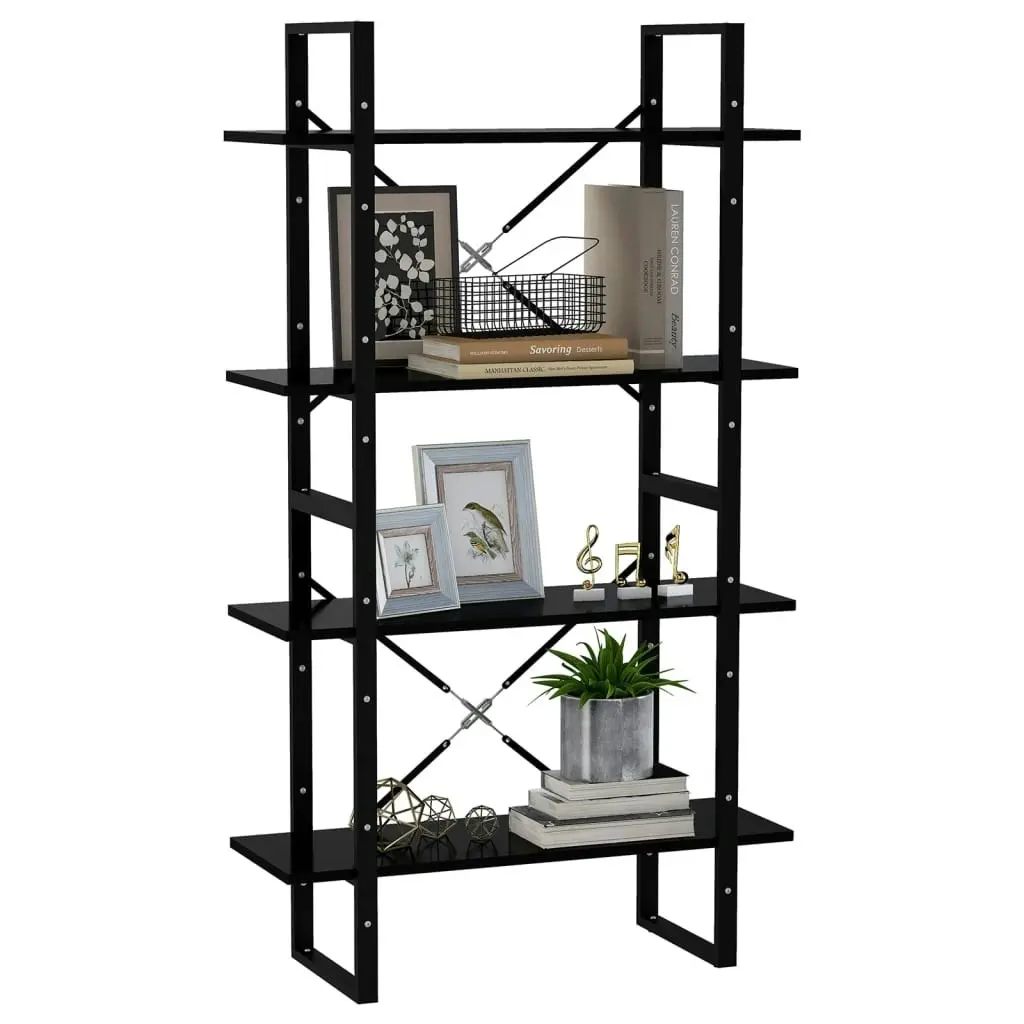 4-Tier Book Cabinet Black 80x30x140 cm Engineered Wood 806458