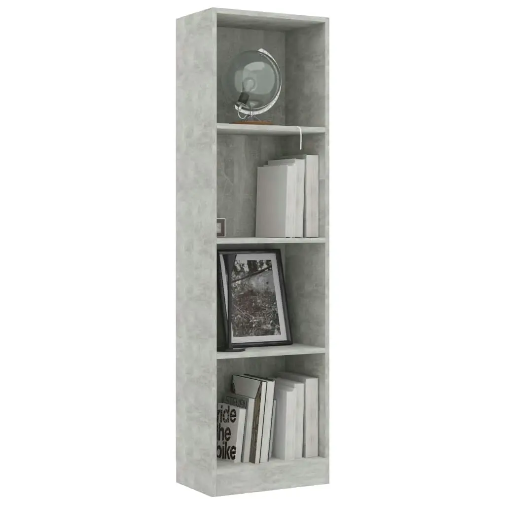 4-Tier Book Cabinet Concrete Grey 40x24x142 cm Engineered Wood 800841