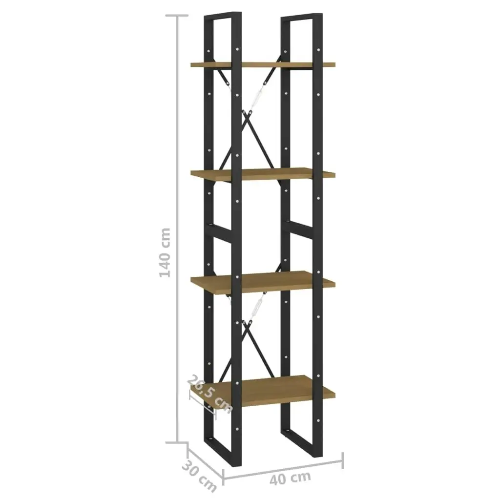 4-Tier Book Cabinet 40x30x140 cm Solid Pine Wood 806425