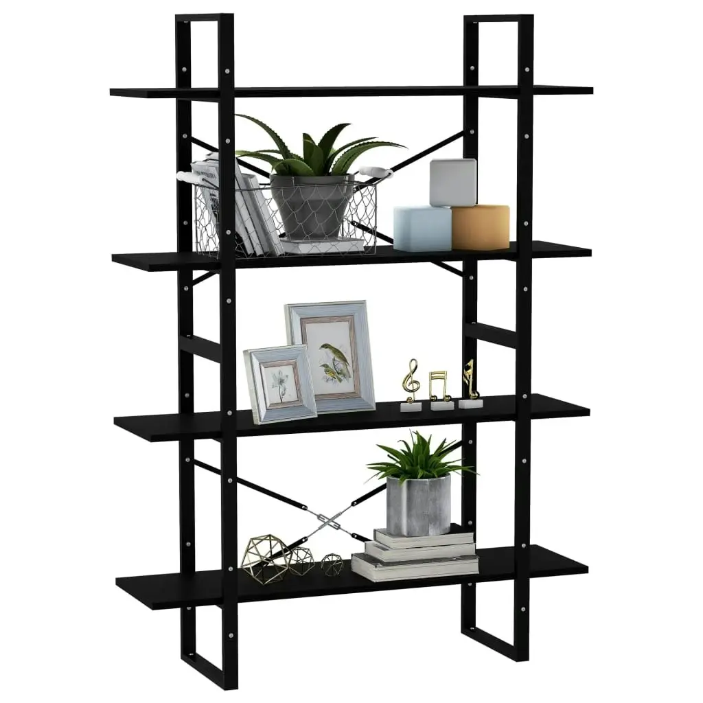 4-Tier Book Cabinet Black 100x30x140 cm Solid Pine Wood 806486