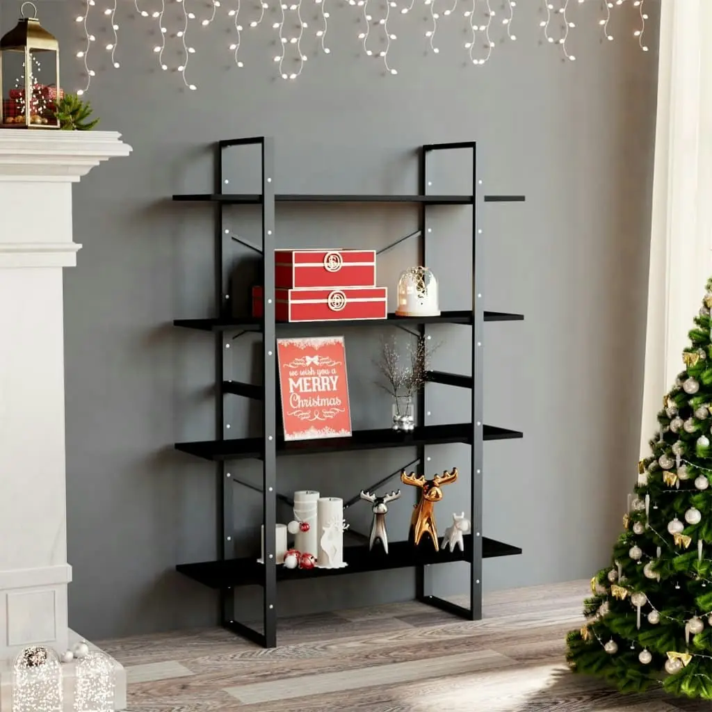 4-Tier Book Cabinet Black 100x30x140 cm Solid Pine Wood 806486