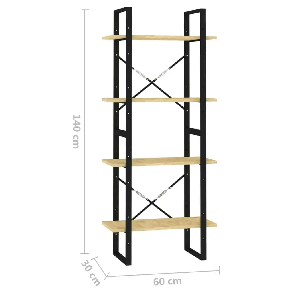 4-Tier Book Cabinet 60x30x140 cm Solid Pine Wood 806442