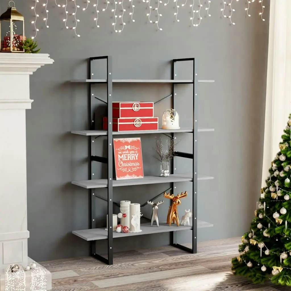 4-Tier Book Cabinet Concrete Grey 100x30x140 cm Engineered Wood 806481