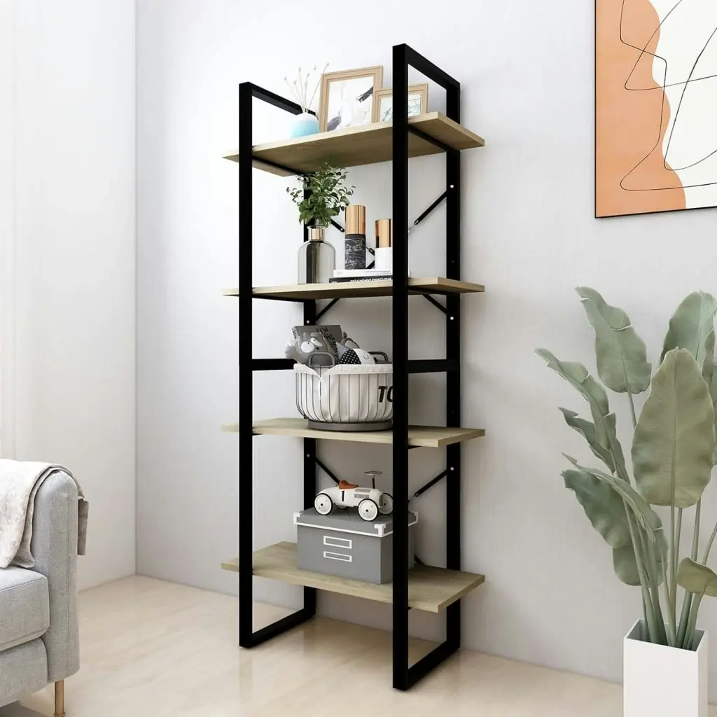 4-Tier Book Cabinet Sonoma Oak 60x30x140 cm Engineered Wood 806440