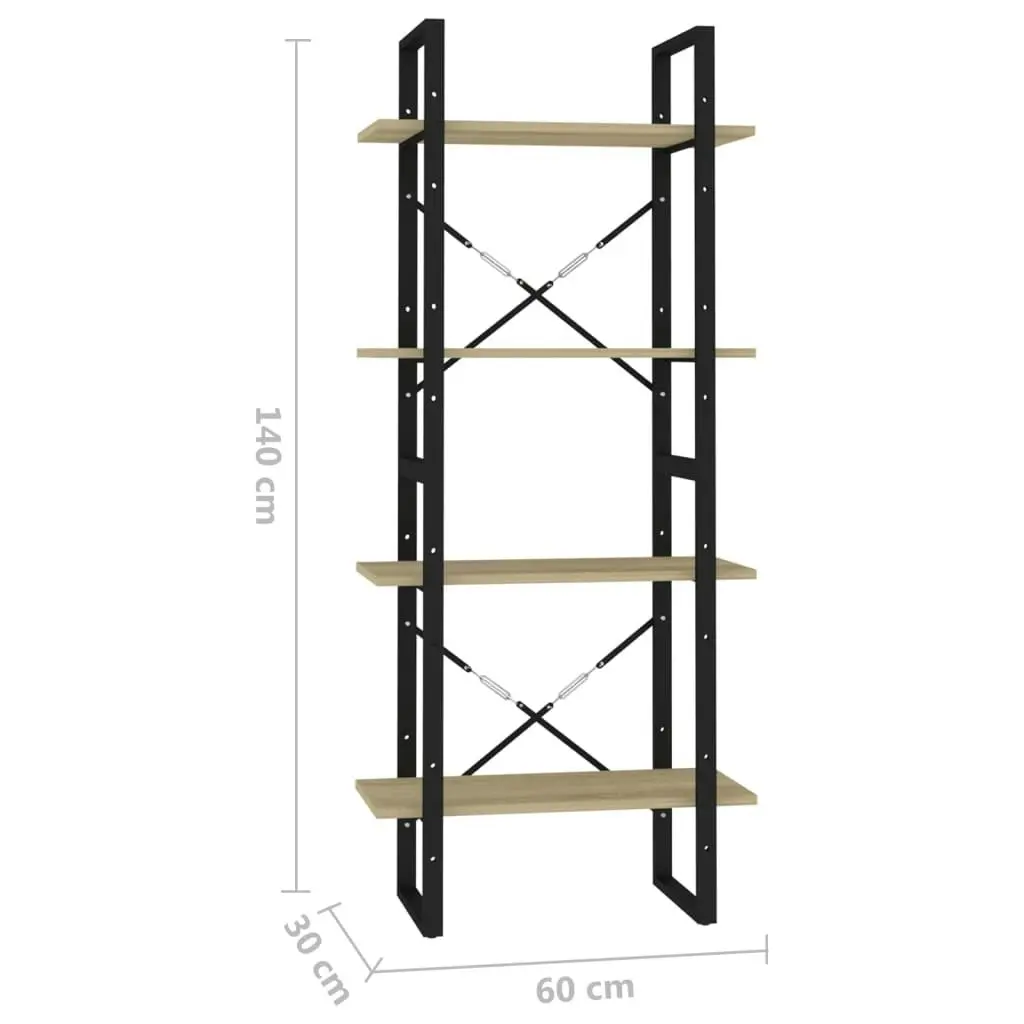 4-Tier Book Cabinet Sonoma Oak 60x30x140 cm Engineered Wood 806440