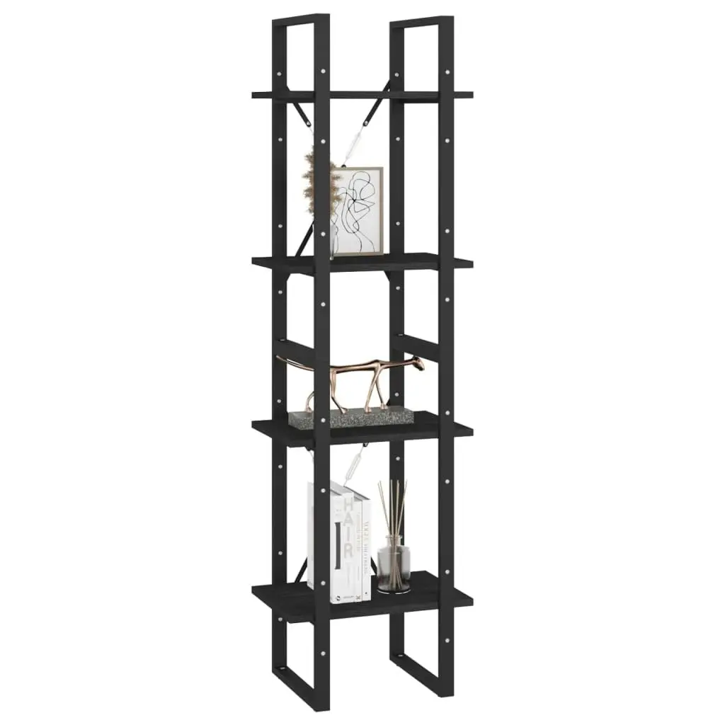 4-Tier Book Cabinet Black 40x30x140 cm Solid Pine Wood 806426