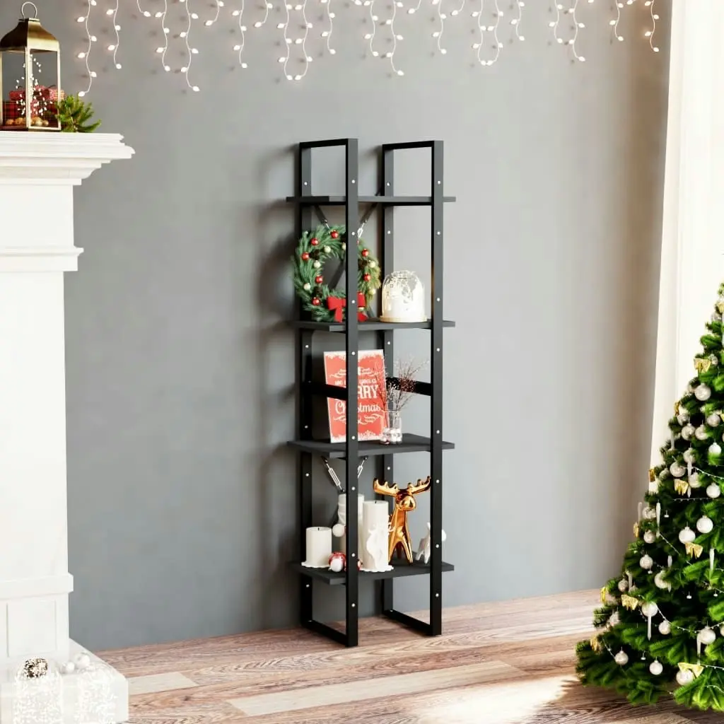 4-Tier Book Cabinet Black 40x30x140 cm Solid Pine Wood 806426