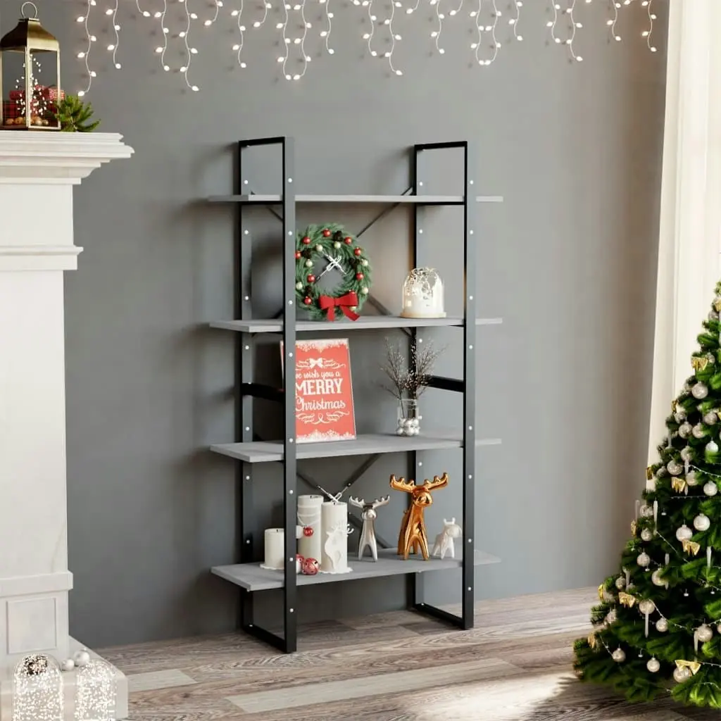 4-Tier Book Cabinet Concrete Grey 80x30x140 cm Engineered Wood 806461