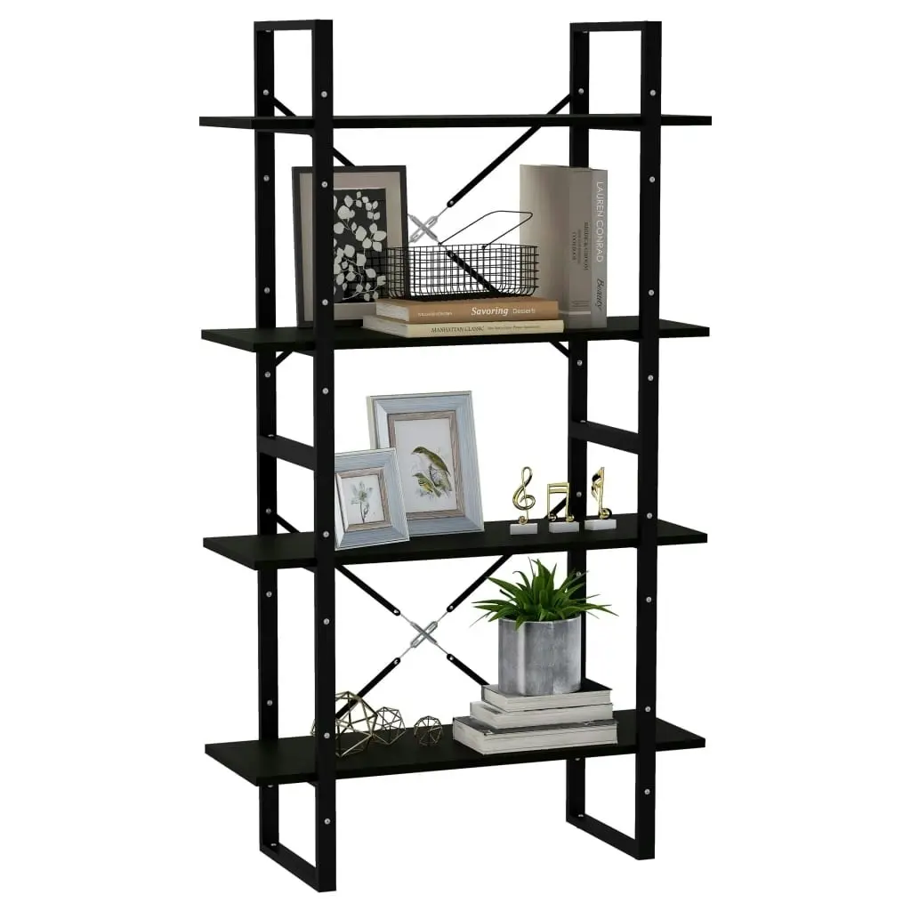 4-Tier Book Cabinet Black 80x30x140 cm Solid Pine Wood 806466