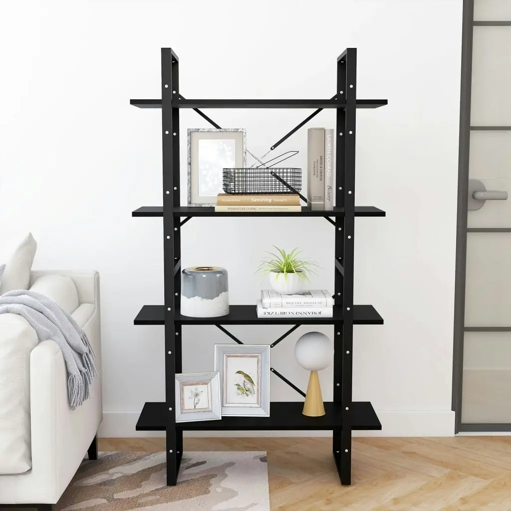 4-Tier Book Cabinet Black 80x30x140 cm Solid Pine Wood 806466