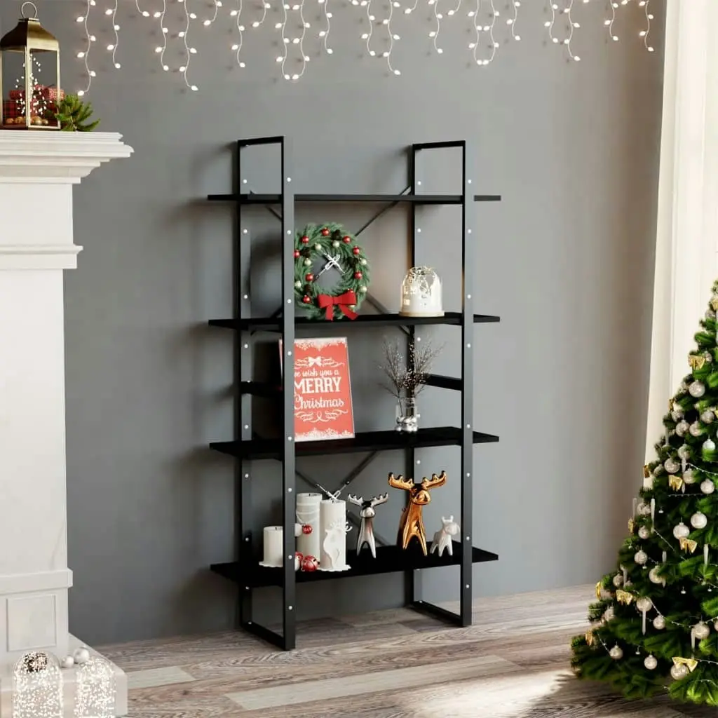 4-Tier Book Cabinet Black 80x30x140 cm Solid Pine Wood 806466