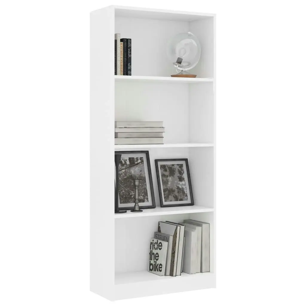 4-Tier Book Cabinet White 60x24x142 cm Engineered Wood 800873