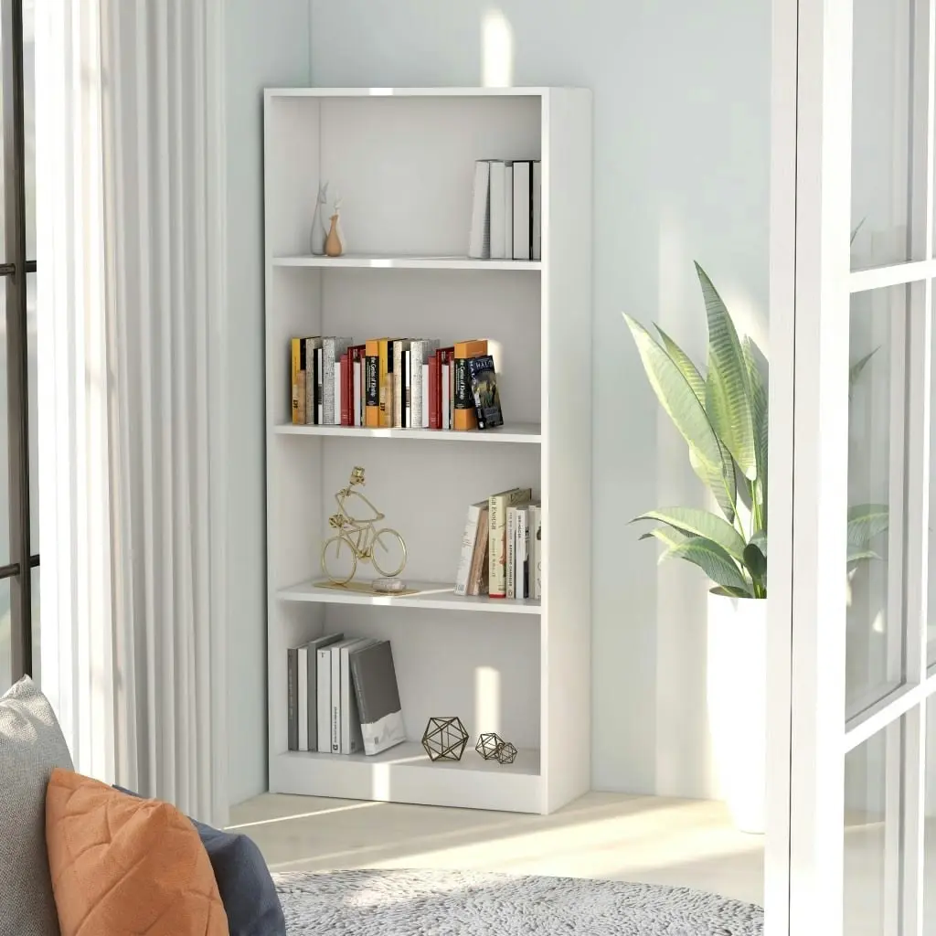 4-Tier Book Cabinet White 60x24x142 cm Engineered Wood 800873