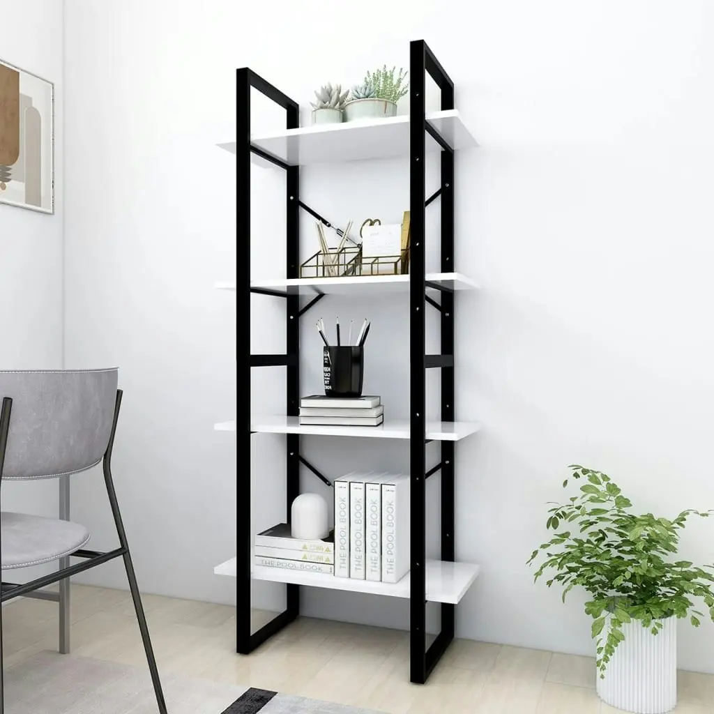 4-Tier Book Cabinet White 60x30x140 cm Engineered Wood 806437