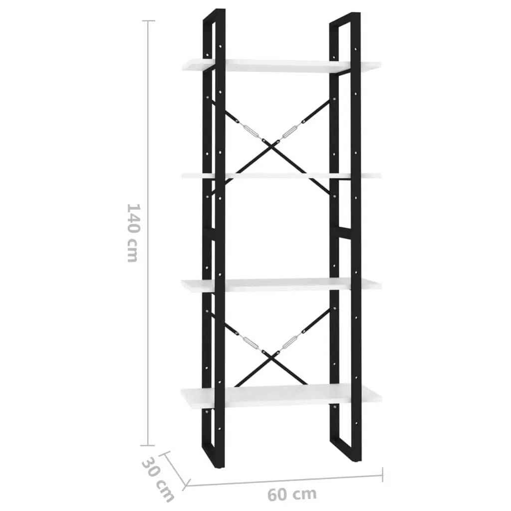 4-Tier Book Cabinet White 60x30x140 cm Engineered Wood 806437