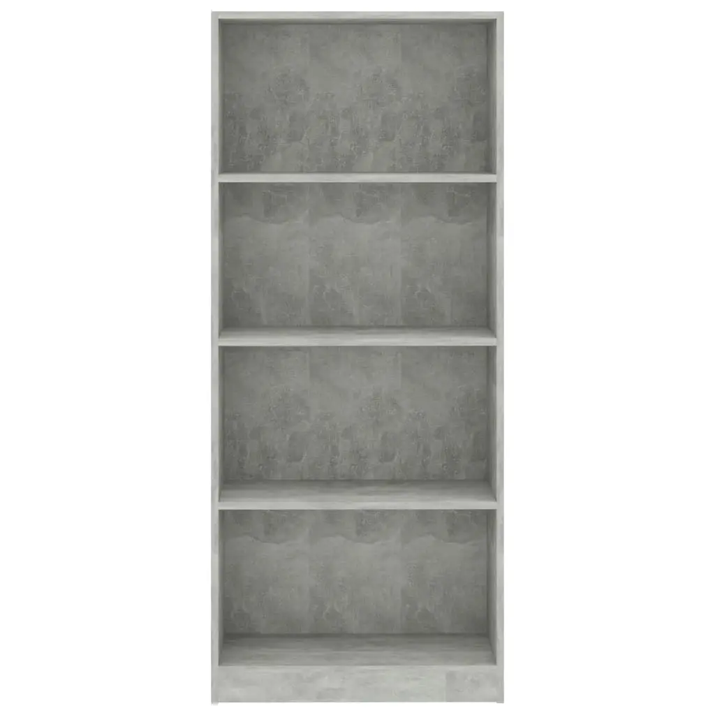 4-Tier Book Cabinet Concrete Grey 60x24x142 cm Engineered Wood 800877