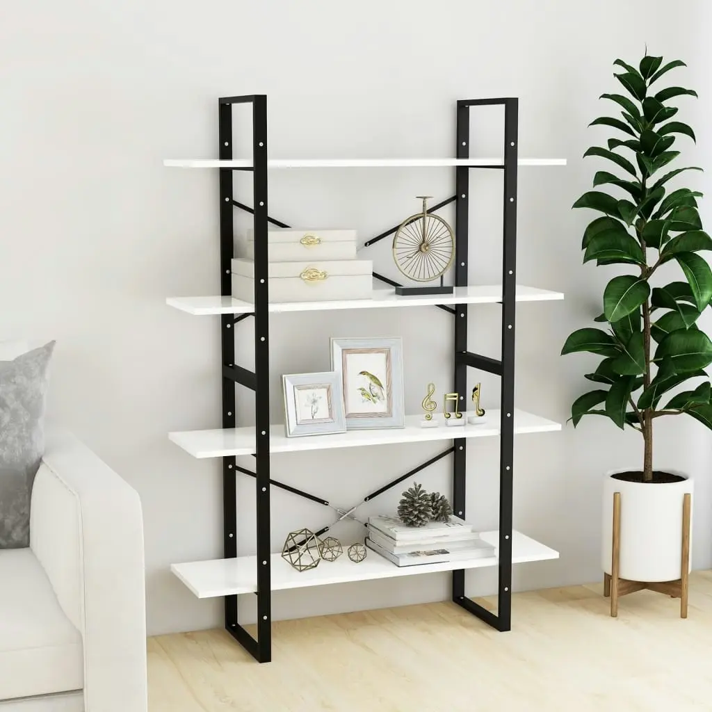 4-Tier Book Cabinet White 100x30x140 cm Engineered Wood 806477