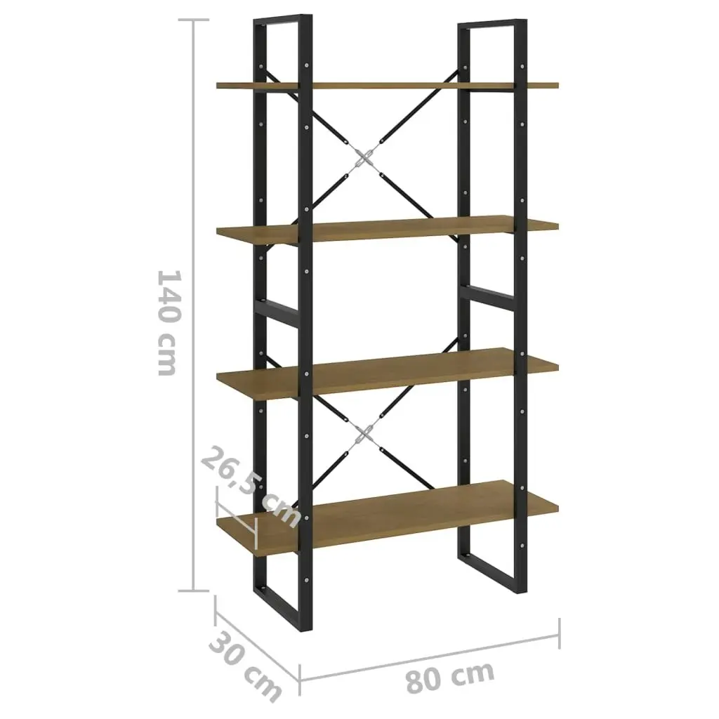 4-Tier Book Cabinet 80x30x140 cm Solid Pine Wood 806465