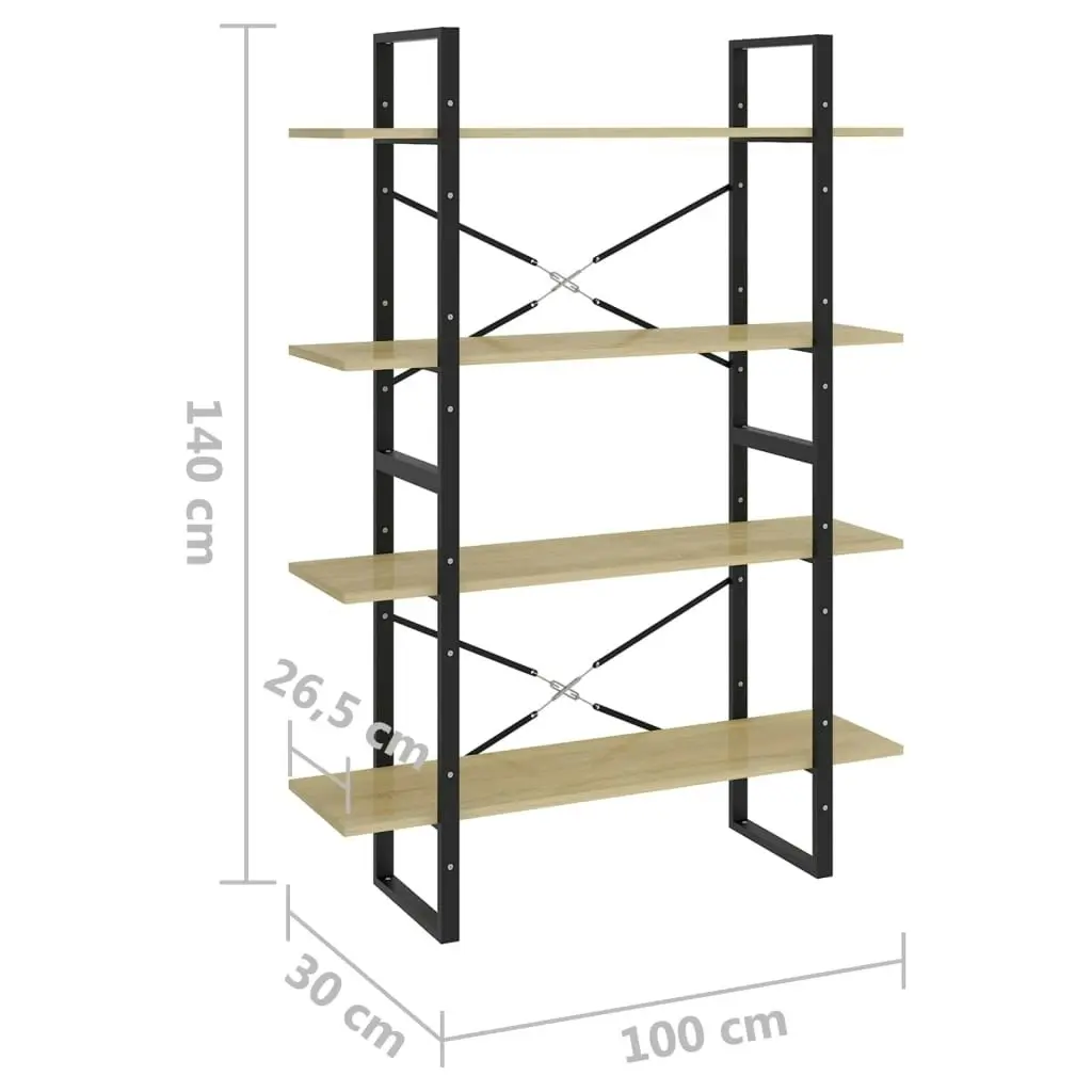 4-Tier Book Cabinet Sonoma Oak 100x30x140 cm Engineered Wood 806480