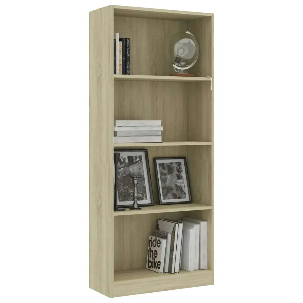 4-Tier Book Cabinet Sonoma Oak 60x24x142 cm Engineered Wood 800876