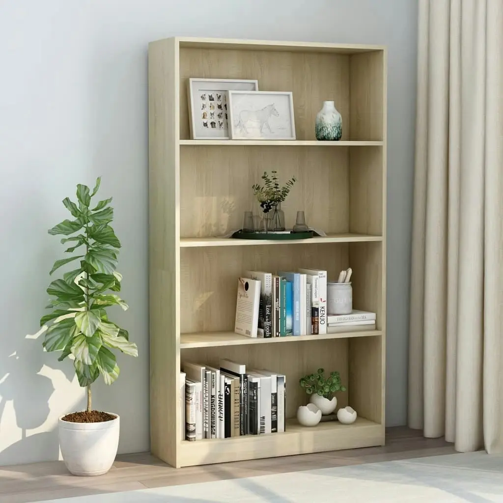 4-Tier Book Cabinet Sonoma Oak 80x24x142 cm Engineered Wood 800912