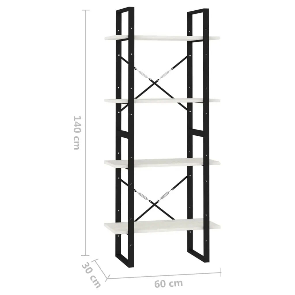 4-Tier Book Cabinet White 60x30x140 cm Solid Pine Wood 806443