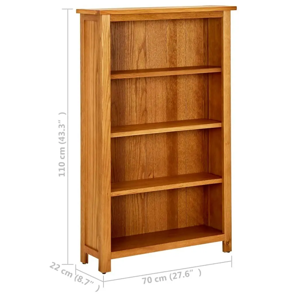 4-Tier Bookcase 70x22x110 cm Solid Oak Wood 331735