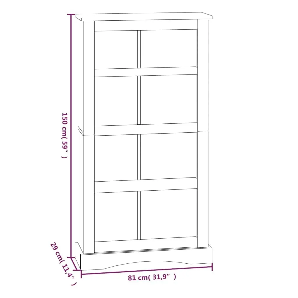 4-Tier Bookcase Mexican Pine Corona Range White 81x29x150 cm 282636