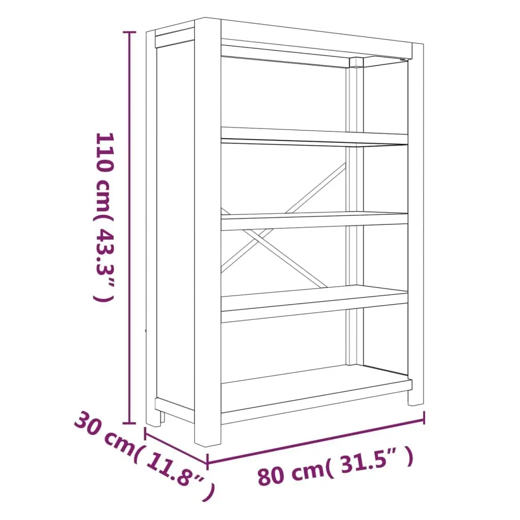 4-Tier Bookcase 80x30x110 cm Solid Wood Acacia 345085