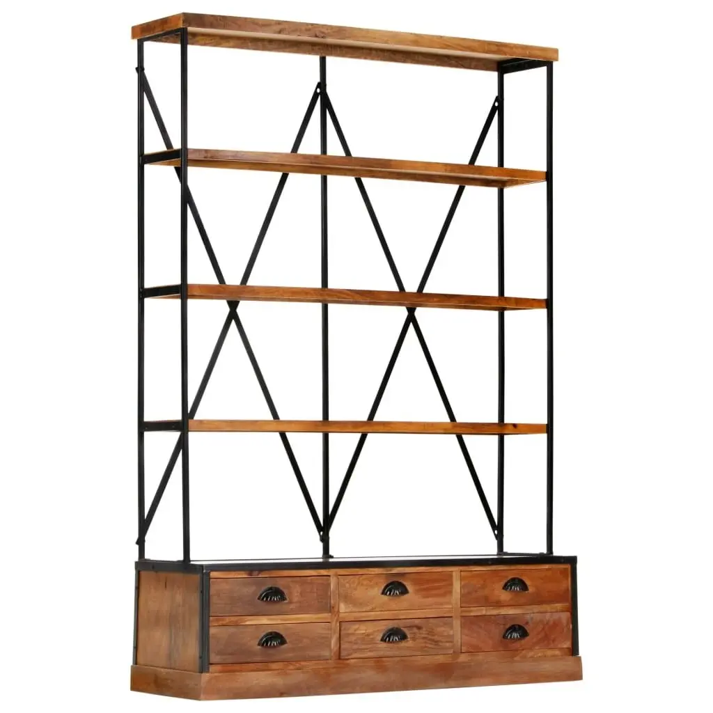 4-Tier Bookcase with 6 Drawers 122x36x181 cm Solid Mango Wood 284423