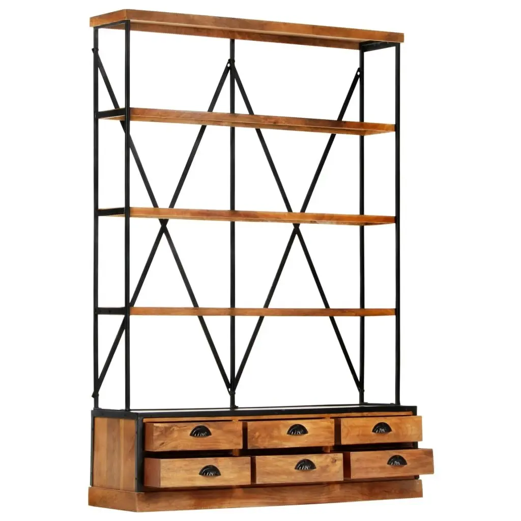 4-Tier Bookcase with 6 Drawers 122x36x181 cm Solid Mango Wood 284423