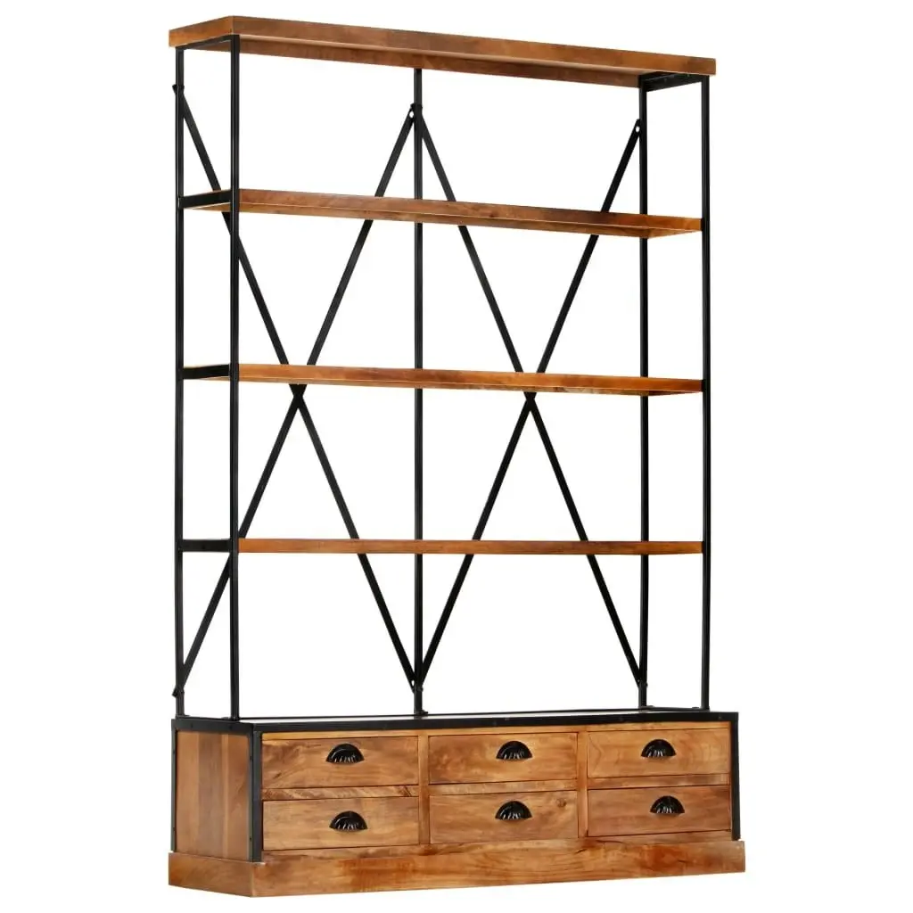 4-Tier Bookcase with 6 Drawers 122x36x181 cm Solid Mango Wood 284423