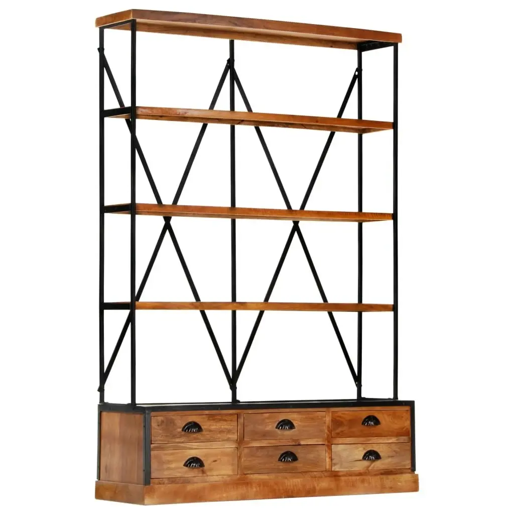 4-Tier Bookcase with 6 Drawers 122x36x181 cm Solid Mango Wood 284423