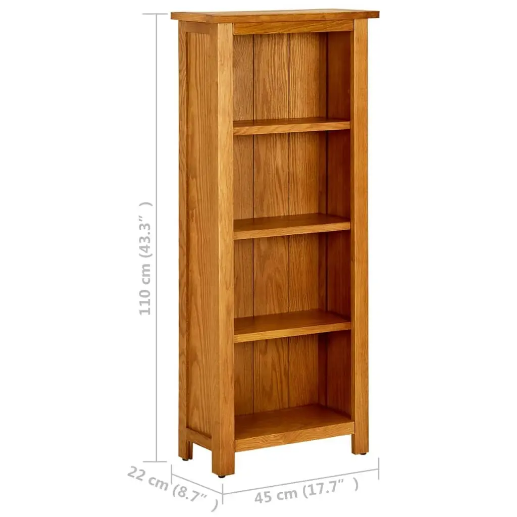 4-Tier Bookcase 45x22x110 cm Solid Oak Wood 331740