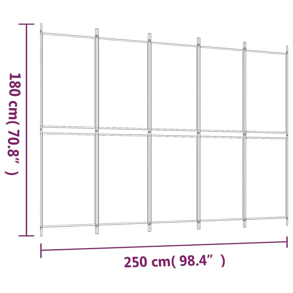 5-Panel Room Divider Anthracite 250x180 cm Fabric 350220