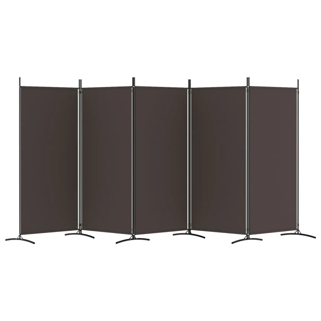 5-Panel Room Divider Brown 433x180 cm Fabric 350267