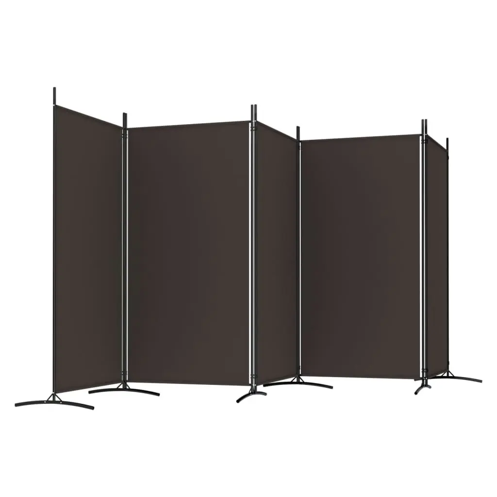 5-Panel Room Divider Brown 433x180 cm Fabric 350267