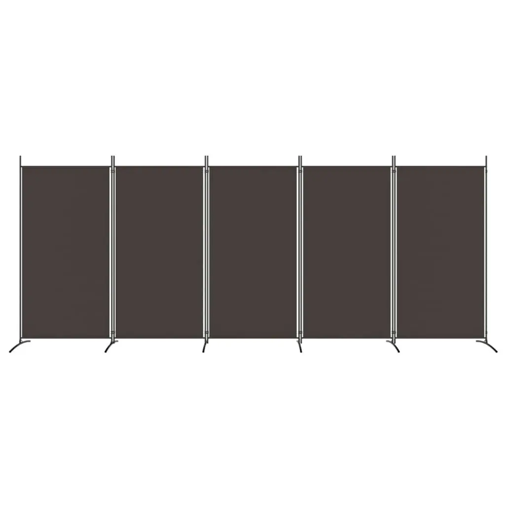 5-Panel Room Divider Brown 433x180 cm Fabric 350267