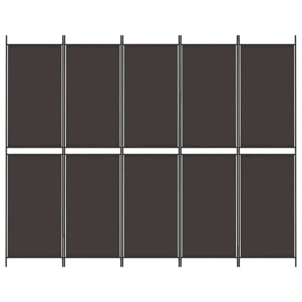 5-Panel Room Divider Brown 250x200 cm Fabric 350235