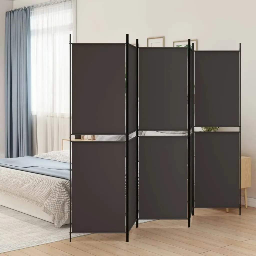 5-Panel Room Divider Brown 250x200 cm Fabric 350235