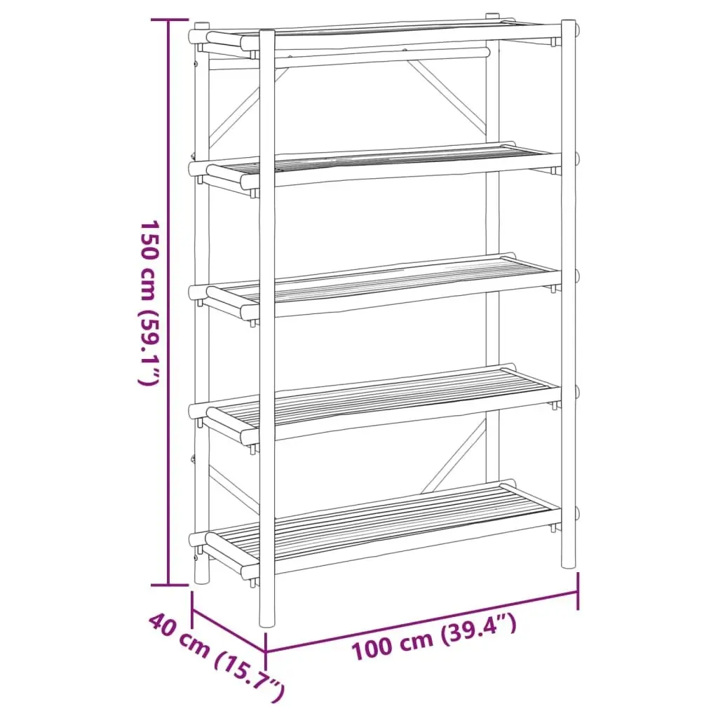 5-Layer Shelf 100x40x150 cm Bamboo 366459