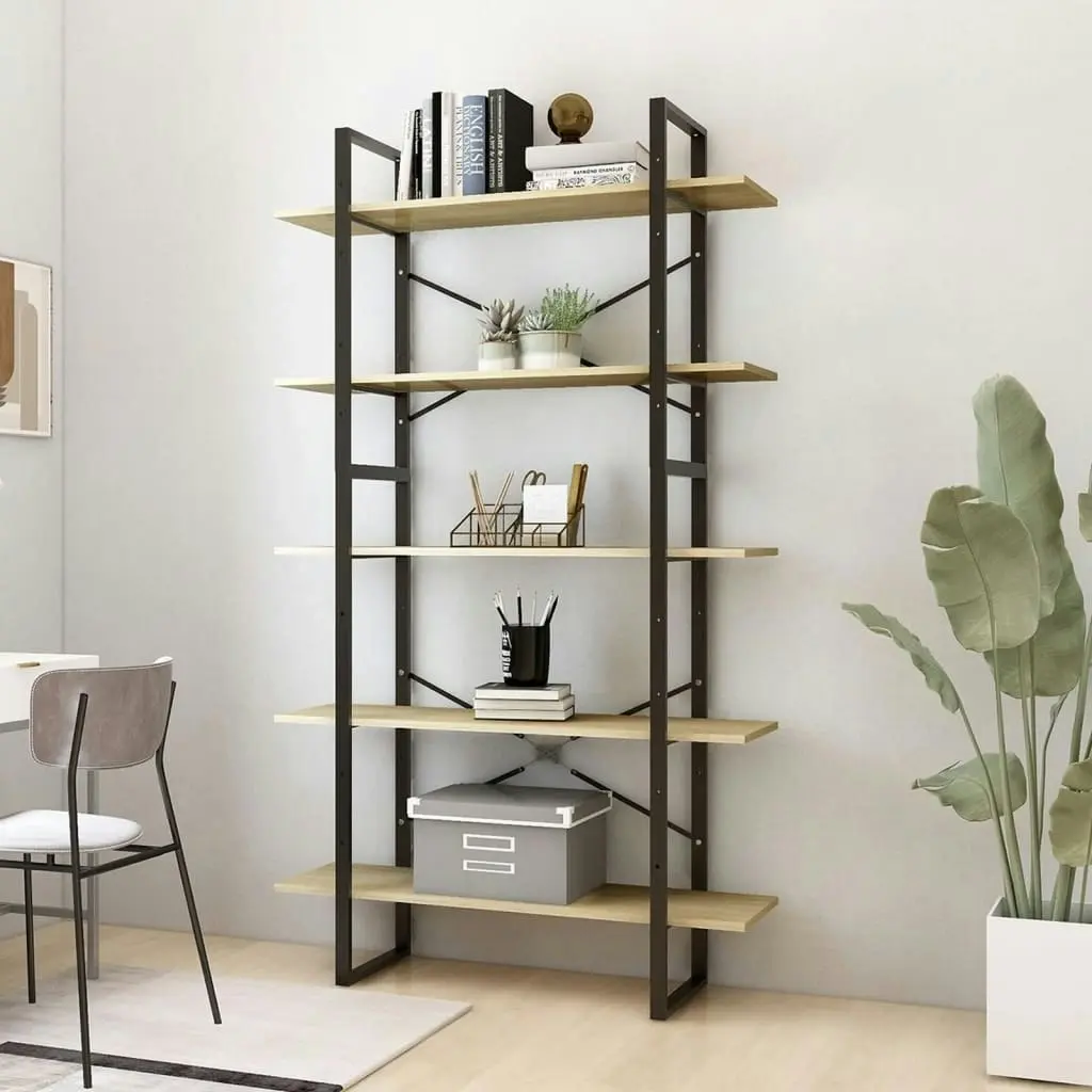 5-Tier Book Cabinet Sonoma Oak 100x30x175 cm Engineered Wood 3082001