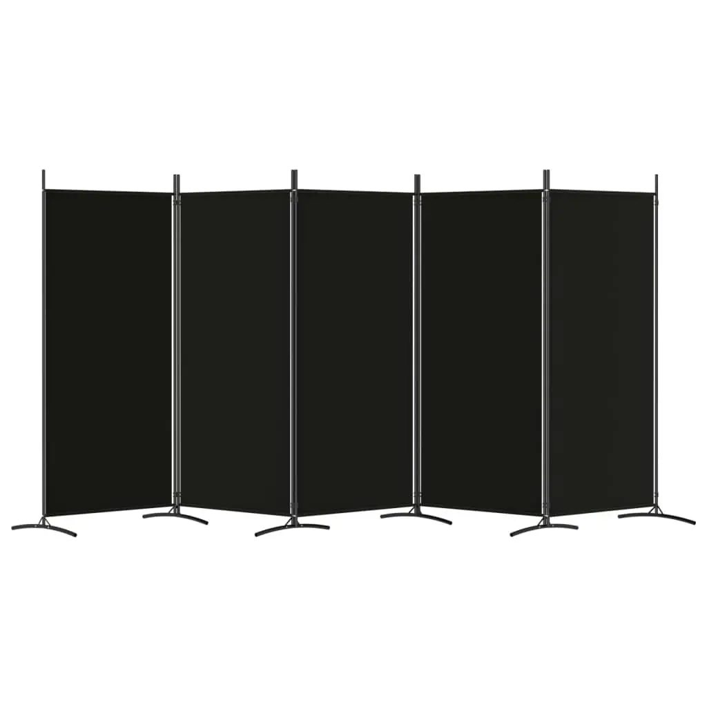 5-Panel Room Divider Black 433x180 cm Fabric 350269