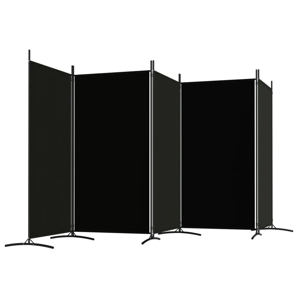 5-Panel Room Divider Black 433x180 cm Fabric 350269